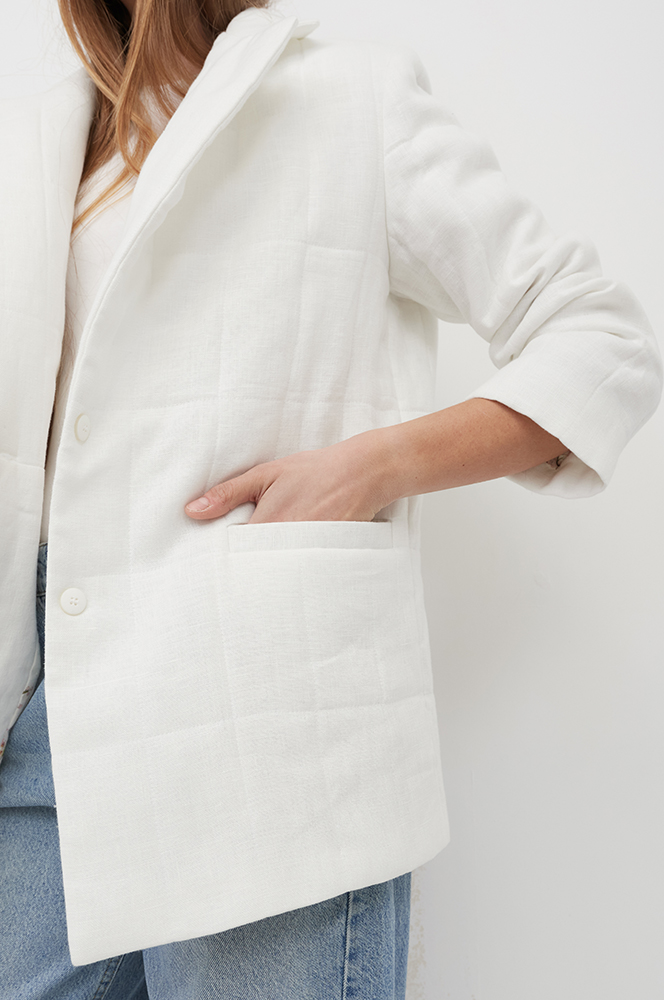 Жакет стьобаний льон айворі (ЖА 16/1)